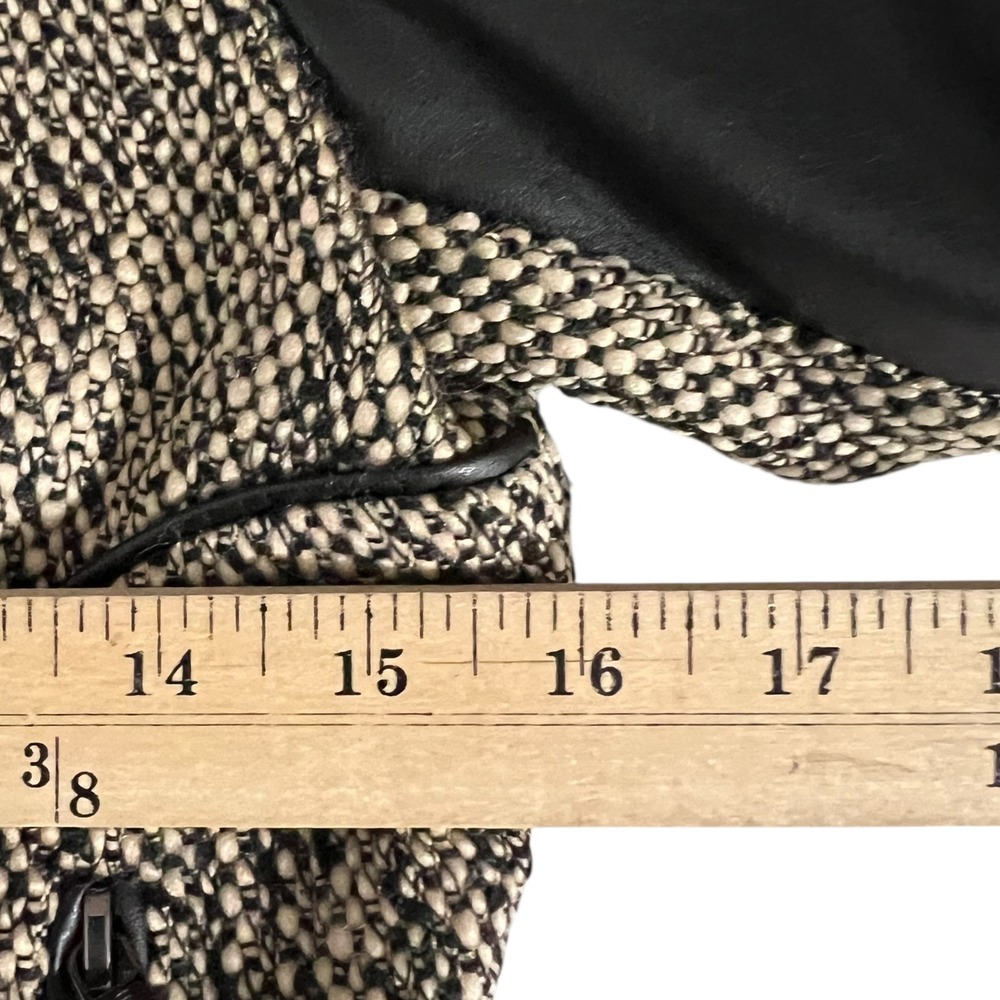 Calvin Klein Brown Faux Leather Trim Tweed Moto‎ Jacket XS - Picture 7 of 9